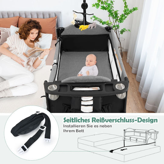 Costway Playpen with Mattress Black 125x65cm