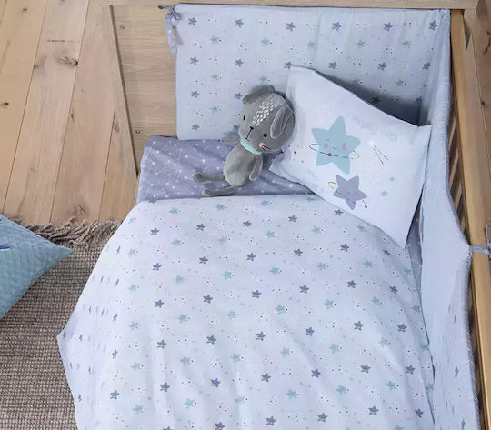 Nef-Nef Homeware Explore The Universe Crib Bumpers Classic Inside Light Blue 40x187cm