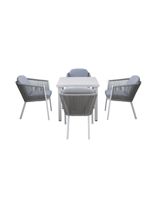 Set Sala De Mese Pentru Exterior Jurdan 5 Piese Alb