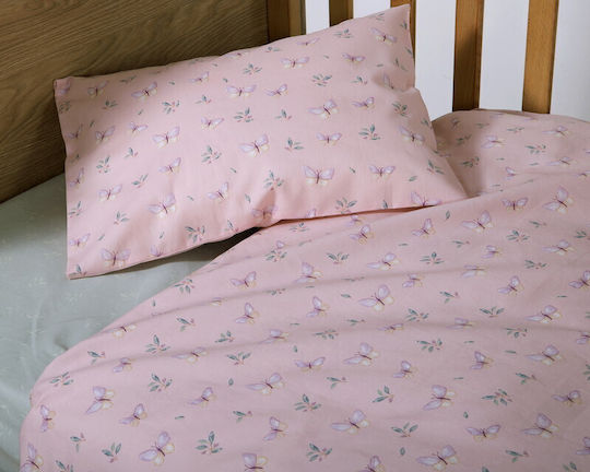 Nef-Nef Homeware Wings Of Joy Baby Sheets Set Crib Cotton Pink 170x120cm 3pcs