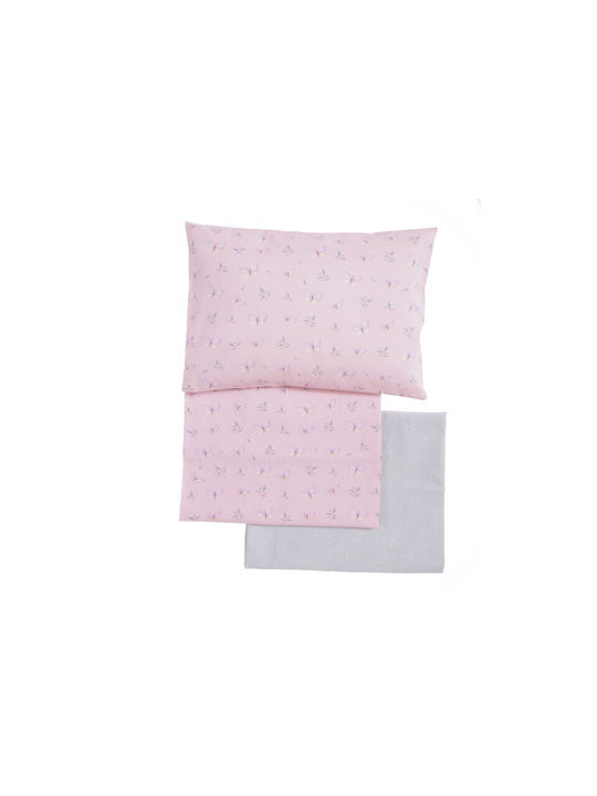 Nef-Nef Homeware Wings Of Joy Baby Sheets Set Crib Cotton Pink 170x120cm 3pcs