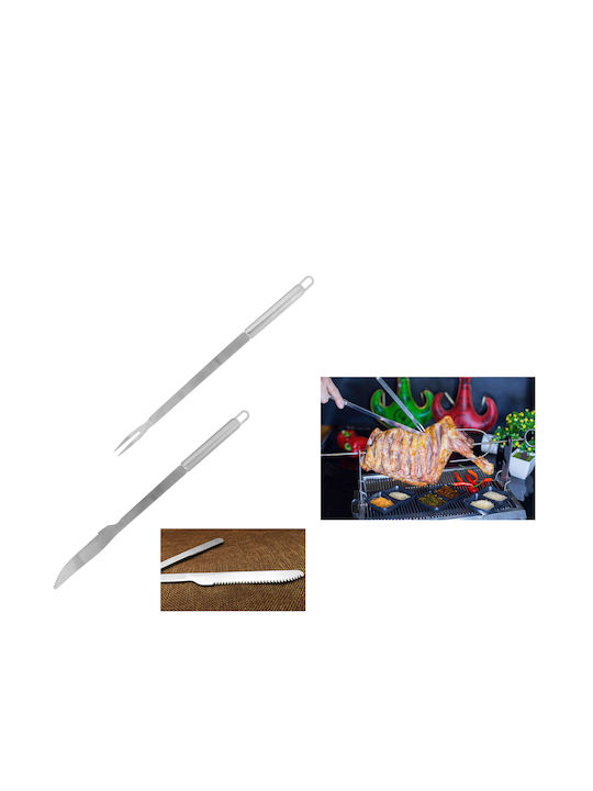 Set von 2 BBQ-Werkzeugen mit Messer und Tranchiergabel