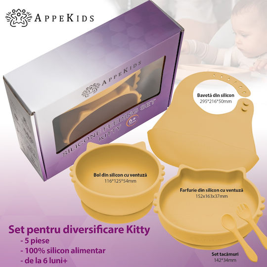 AppeKids Set Essgeschirr aus Silikon Beige 6Stück