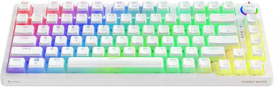 Savio Phenix Yellow Pudding Wireless Gaming Mechanical Keyboard 75% with Gateron Yellow Pro switches and RGB lighting (English US) White