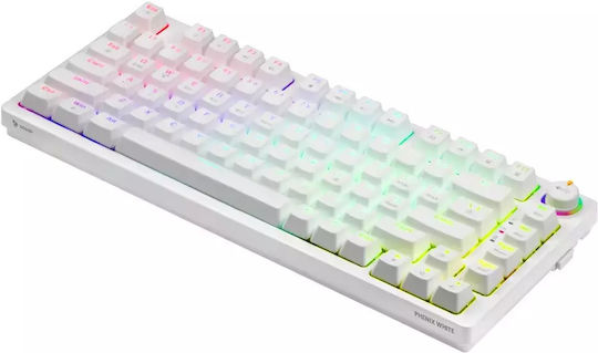Savio Phenix Ασύρματο Gaming Μηχανικό Πληκτρολόγιο 75% με Gateron Yellow Pro διακόπτες και RGB φωτισμό (Αγγλικό US) Λευκό