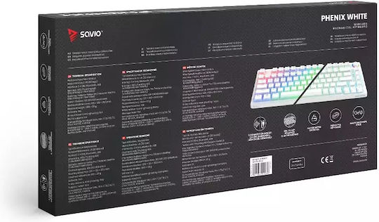 Savio Phenix White Pudding Wireless Gaming Mechanical Keyboard 75% with Gateron Red Pro switches and RGB lighting (English US) White