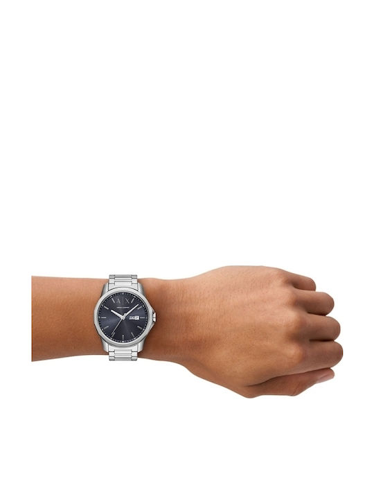 Armani Exchange Ceas Barbati 44mm Baterie Cu Brățară Argintie Din Oțel Inoxidabil