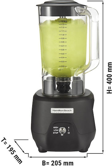Hamilton Beach 908R Commercial Blender 0.746kW 2 Speeds Black with Jar Capacity 1.25lt 20.5x19.5x40cm
