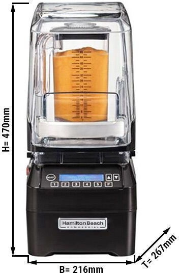 Hamilton Beach Eclipse Blender Comercial Profesional 1kW Negru cu Memorie Internă Cana 1.9lt 21.6x28.6x47cm