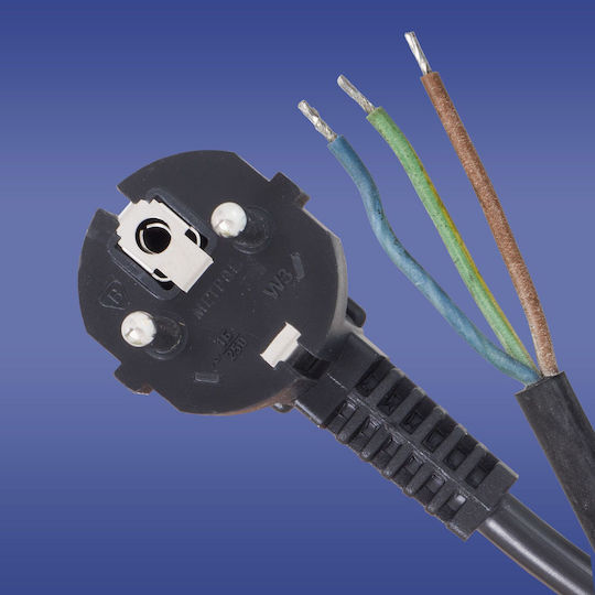 Elektro Plast Netzkabel mit Durchmesser 3x1.5mm² in Schwarz Farbe 1m 1Stück