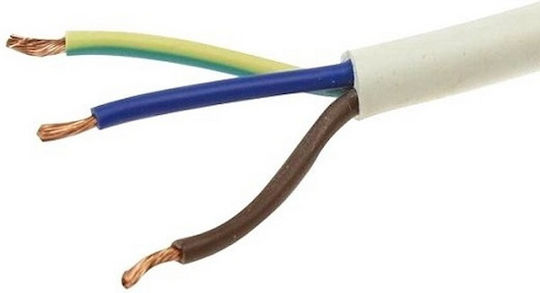 CHaralampidis Power Cord with 3x1.5mm² Cross Section in White Color 1m Flexible