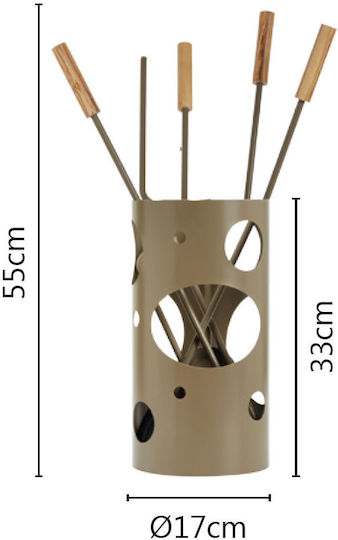 Olivenholz Brauner Kaminwerkzeug-Eimer Zogometal K30-1240