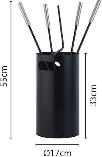 Zogometal Set de unelte pentru șemineu cu găleată Olive coffee