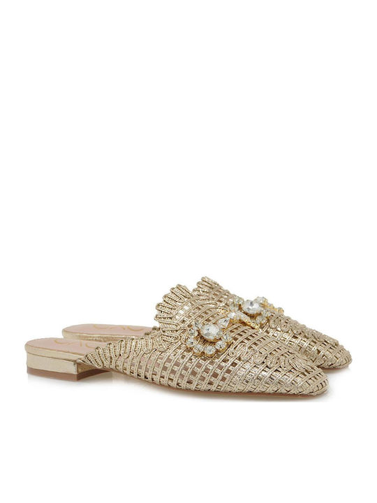 Flat Mules in Beige Color