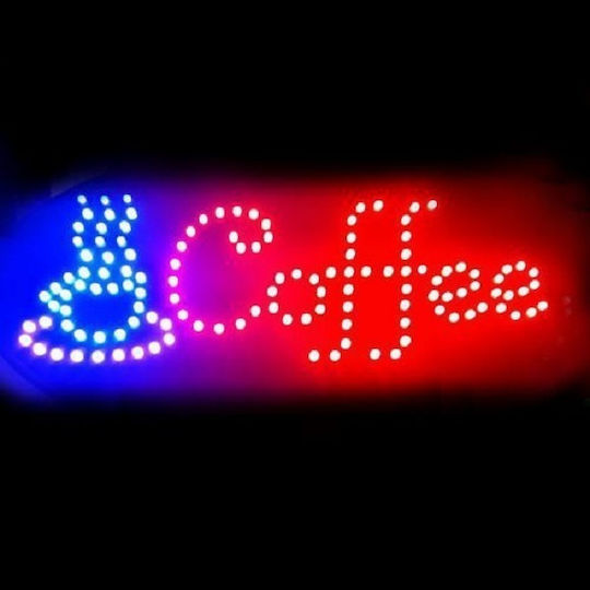 Coffee Πινακίδα LED με Κίνηση Μονής Όψης Μπλε 50x26cm