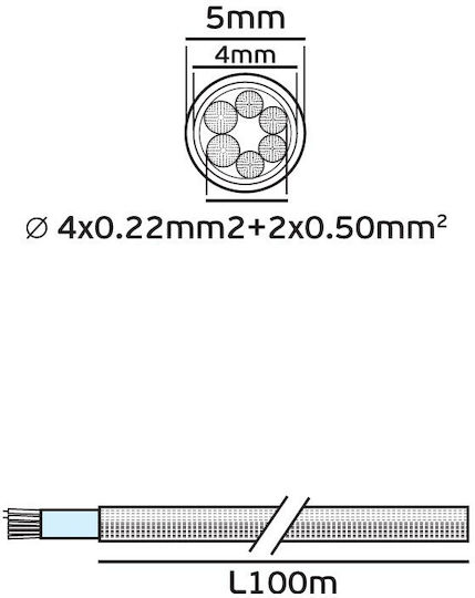 VK Lighting Καλώδιο Ρεύματος με Διατομή 2x0.5mm² σε Λευκό Χρώμα 1m