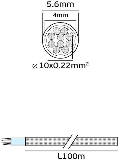 VK Lighting Alarmkabel mit Durchmesser 10x0.22mm² 1m