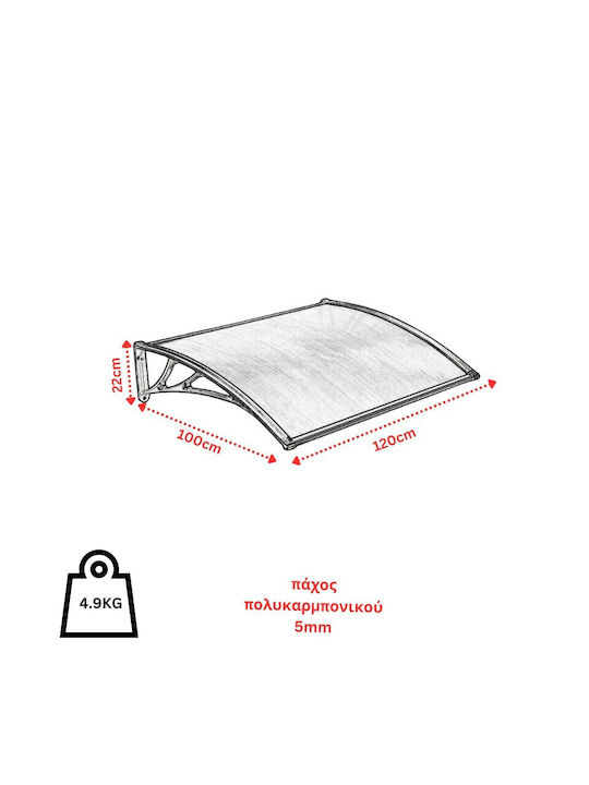 Vesta Polycarbonat Kapuzinerdach Tür/Fenster P120xB100cm