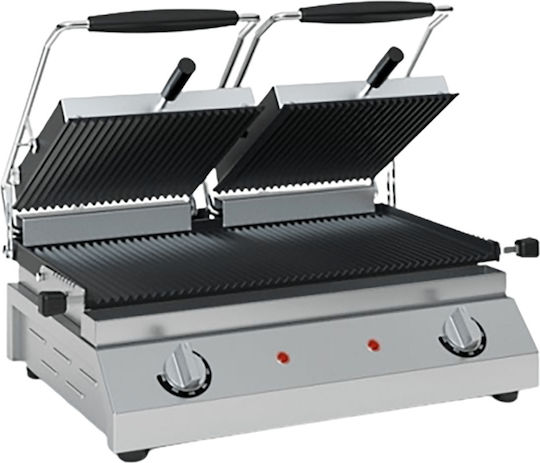 TzeTHan Τ305 ECO Commercial Double Sandwich Maker with Cast iron Ribbed Top and Ribbed Bottom 3200W