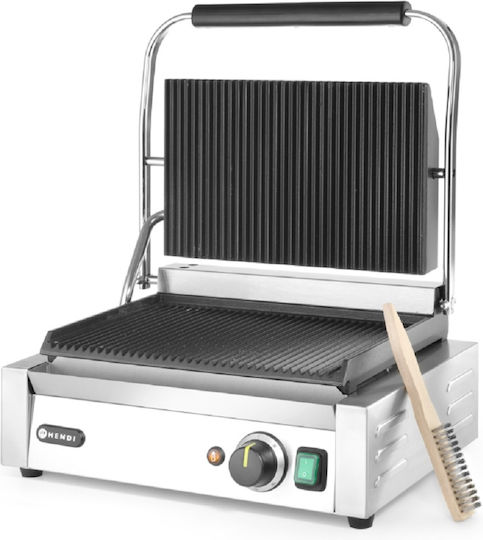Hendi Commercial Sandwich Maker with Cast iron Ribbed Top and Ribbed Bottom 2200W