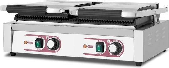 Dynamic Commercial Double Sandwich Maker with Ribbed Top and Ribbed Bottom 3600W