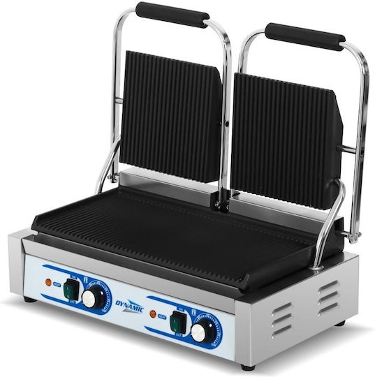 Dynamic Commercial Double Sandwich Maker with Ribbed Top and Ribbed Bottom 3600W