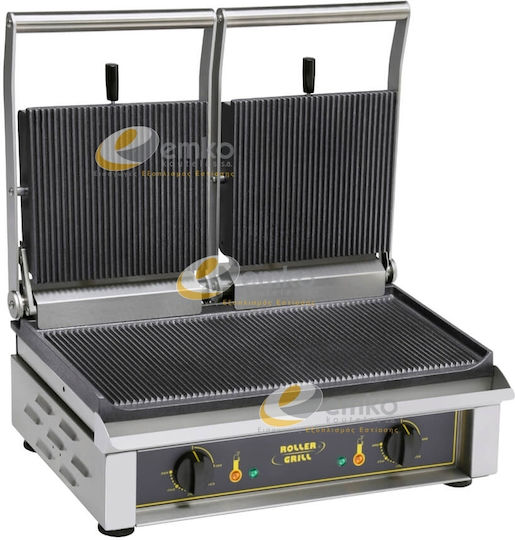 Roller Grill Majestic R Commercial Double Sandwich Maker with Cast iron Ribbed Top and Ribbed Bottom 4000W
