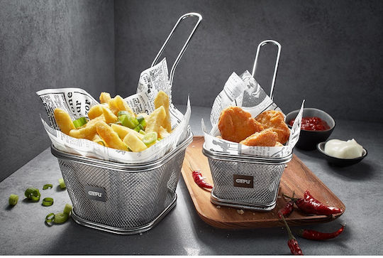 Gefu Frittierkorb Servierkorb Metallisch mit Abmessungen 25.6x11.3x17.5cm 1Stück