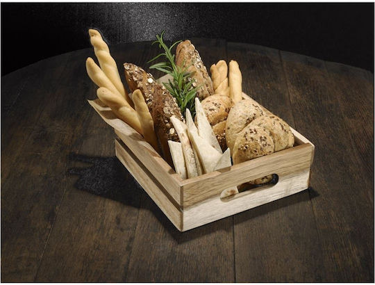 Leone Carrier Serving Basket Wooden with Diameter 20cm and Height 7cm 1pcs