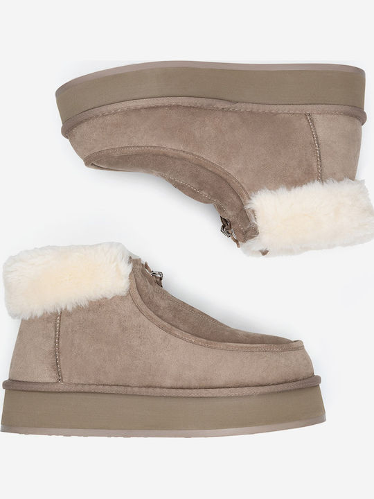 Ghete Dama Ankle Boots Bej