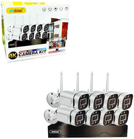 Andowl Surveillance System 8 Cameras Cameras Analog 3MP with Recorder DVR