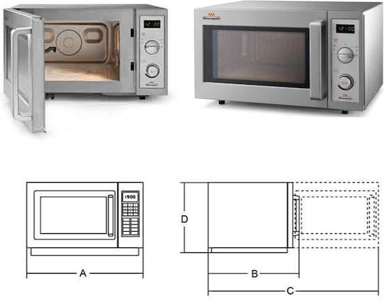 Dynamic WP 1000 PFM Gewerbliche Mikrowellenherde mit Abmessungen L79xB52xH44.2cm