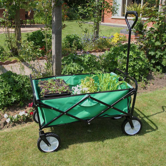 Zusammenklappbar Gartenkarre Metallisch Vierrädrig mit Maximalem Ladegewicht 70kg
