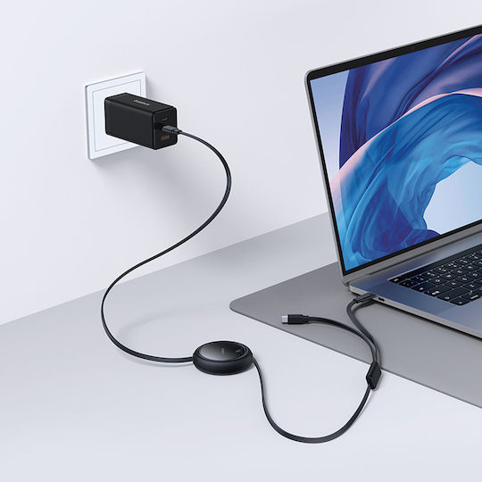 Baseus Bright Mirror Series Usb-c Retractable Cable 2 X Usb-c 100w 1m Black