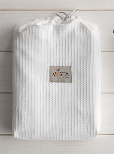 Vesta Home Μονή Κουβέρτα Ξενοδοχείου Πικέ Λευκή 170x250cm