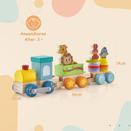 Costway Set with Train made of Wood for 3+ years+ Years