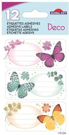 Global Gift Notizbuch-Etiketten Schmetterlinge 12Stück Schmetterlinge Global