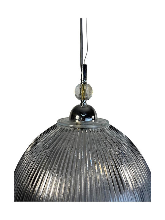 Epiplo-Fos Pendant Light Silver with Crystals for Socket E27 30x30x25cm