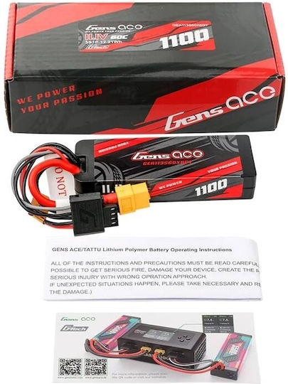 Gens Ace G-tech Μπαταρία Li-Po 11.1V 1100mAh 60C 3S XT60 για Τηλεκατευθυνόμενο
