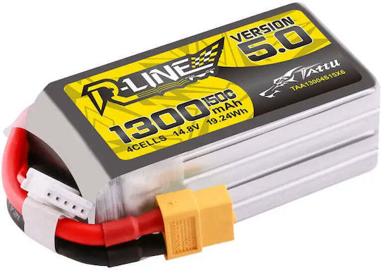 Tattu R-Line V5 Батерия Li-Po 14.8V 1300mAh 150C 4S XT60 за Дрон