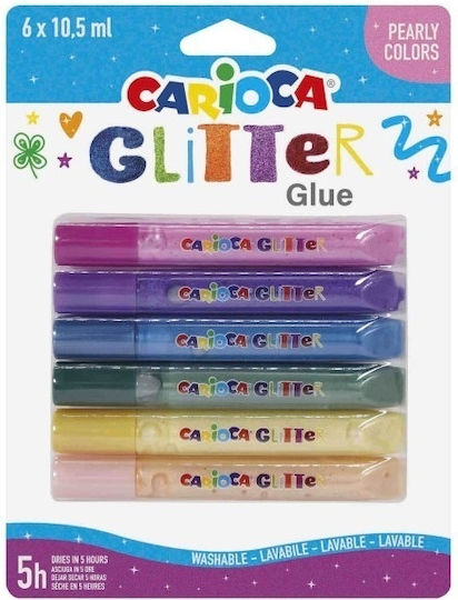 Carioca Neon Pearly Multicolour Glitter Glue 10.5ml Set 6pcs