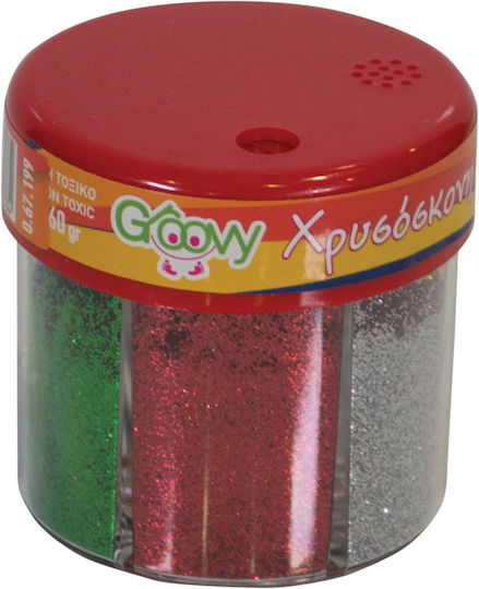 Groovy Multicolour Glitter Gold Dust in Shaker Jar 60gr Set 6pcs