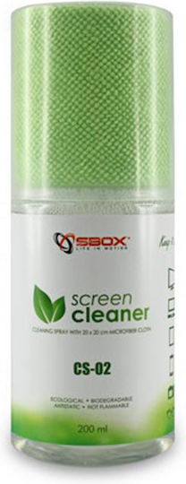 Sbox Καθαριστικό Οθόνης Screen Cleaner with Cloth 200ml