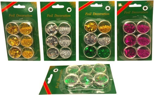 Χρυσόσκονη Glitter Πολύχρωμη Σετ 6τμχ