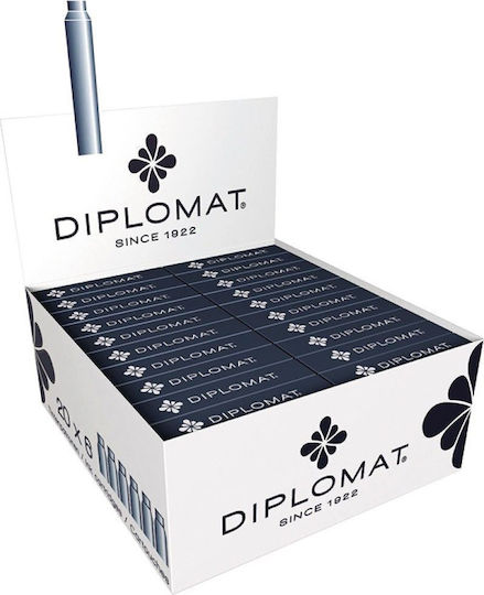 Diplomat 6 Ανταλλακτικά Μελάνια για Πένα Μαύρα