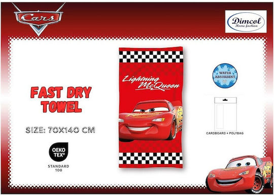 Πετσέτα Θαλάσσης Quick Dry Disney Home Cars 21 70x140 Red 100% Microfiber