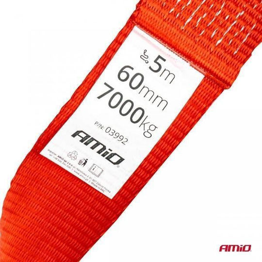 AMiO Car Towing Strap with Tensile Strength Up to 7 Tons 5m in Orange Colour