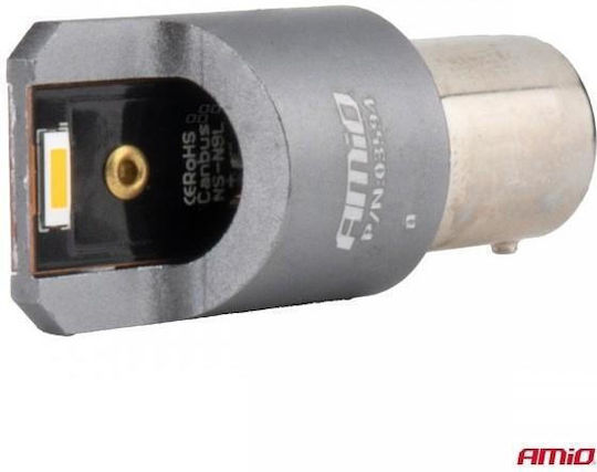 AMiO Λάμπες Αυτοκινήτου & Μοτοσυκλέτας PY21W-BAU15s Canbus LED 6000K Πορτοκαλί 12-24V 2τμχ