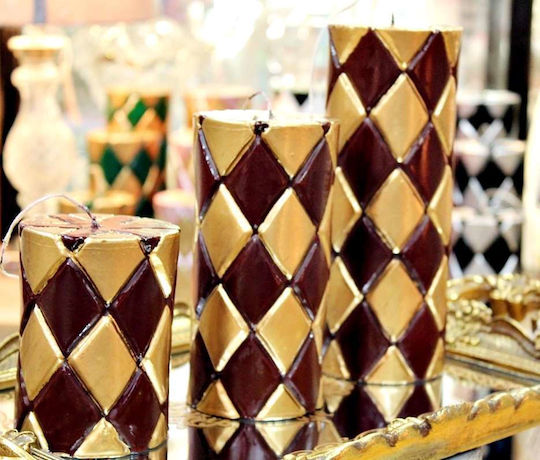 Carve Gold Bordeaux Rhombus Candle 7.5*10