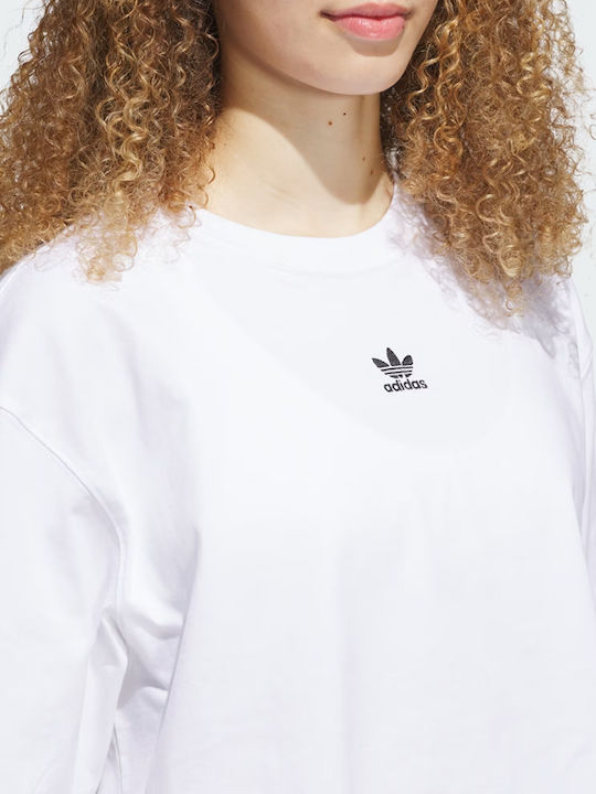 Essentials Tricou Oversized Crop Sportiv Damă Alb